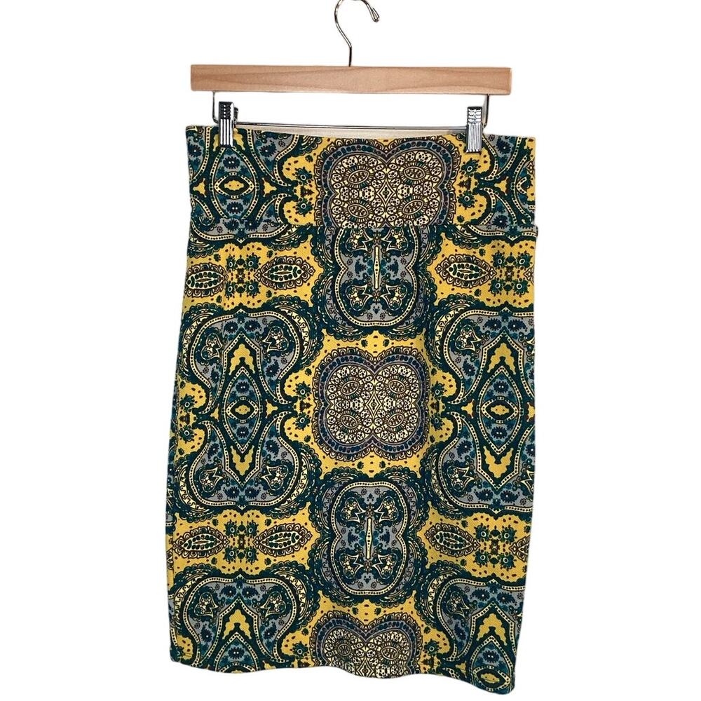 LuLaRoe Cassie Damask Pencil Skirt‎ Multicolor Medium Knee Length Stretch Indie